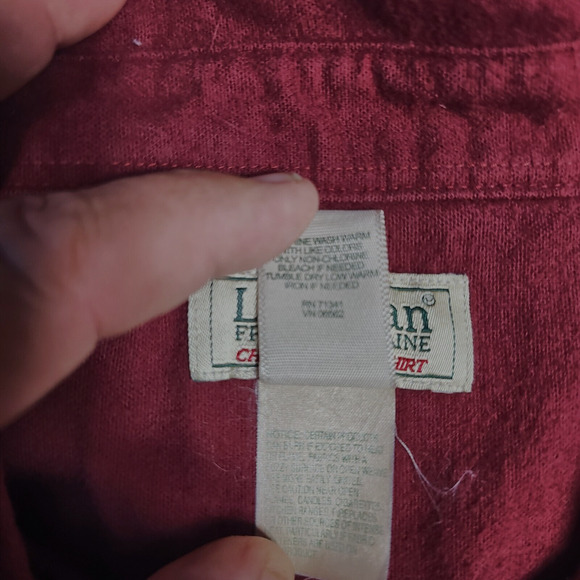 LL Bean Shirt Mens Large Tall XLT Burg Chamois Cloth Flannel Heavy Cotton 187924 - Picture 5 of 6